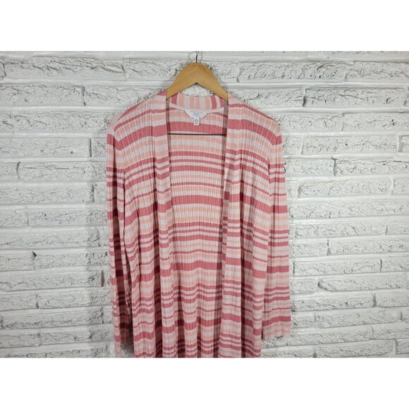 Time Tru Womens Sweater Extra Large Cardigan Pink Stripe Open Duster SWE80E - Picture 4 of 11